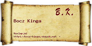 Bocz Kinga névjegykártya